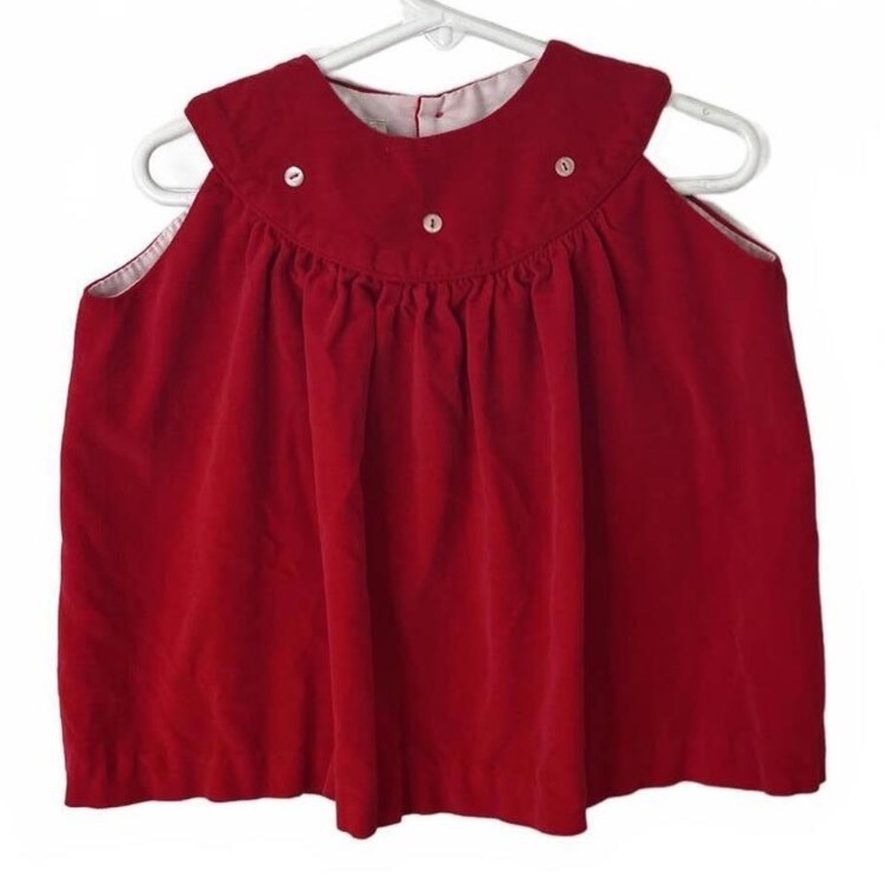 Vintage Red Corduroy Sleeveless Peter Pan Collar Top Size 2